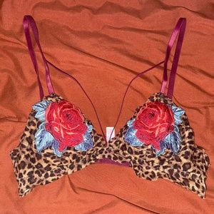Victoria Secret leopard rose appliqué bralette